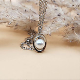 گردنبند نقره با مروارید آبکاری طلا سفید